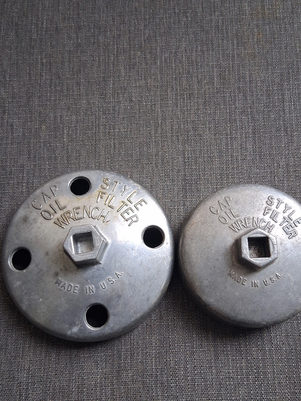 Vintage D&F Mold No 1 & No 2 Cap Style Oil Filter Wrench Set Cast Aluminum USA